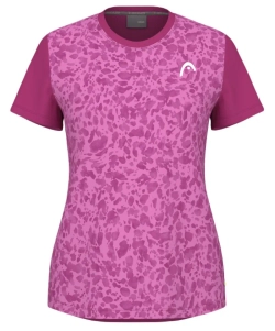 Женская теннисная футболка Head Tie-Break II - print vision white/vivid pink