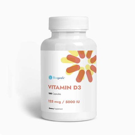 Vitamin D3 5,000 IU 100 капсул Biogeek
