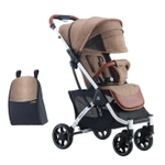 Коляска прогулочная Babalo 2022 Коричневый текстиль на белой раме с сумкой