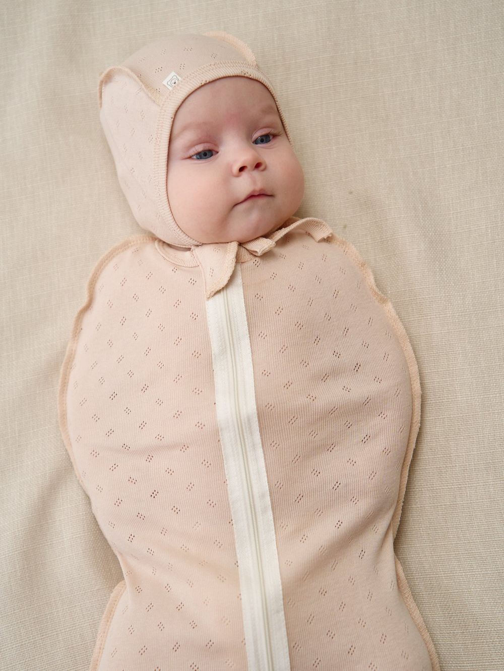 Пеленка-кокон "Нюд" из ажурного хлопка 0+