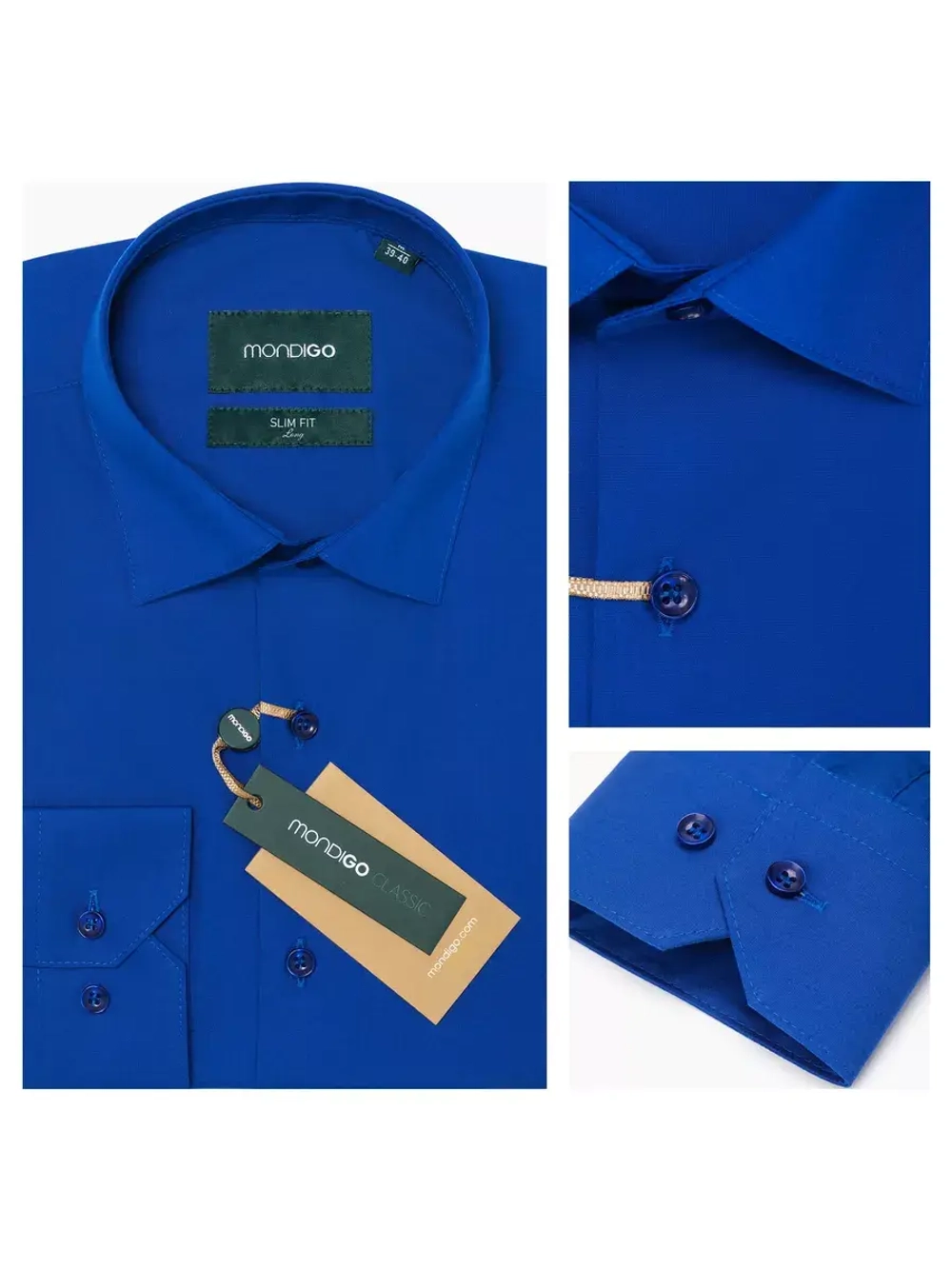 Рубашка на высокий рост LONG SLIM FIT с длинным рукавом, синяя
