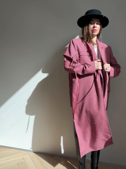 Баска-фартук с кулисками из малиновой шерсти