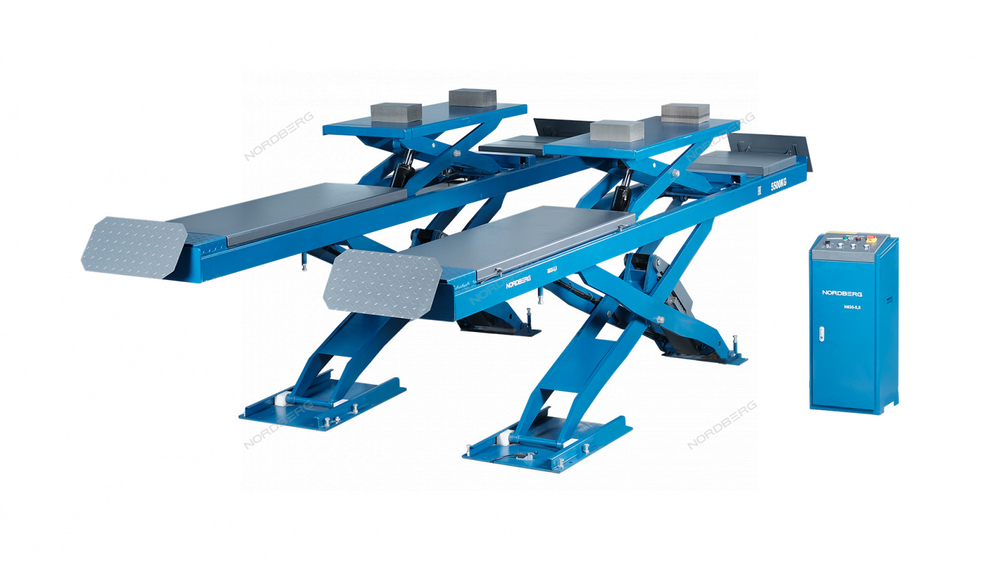 Подъемник ножничный для сход-развала 5,5 т, 380 В, 2 уровня, синий NORDBERG N635-5,5B_380_H