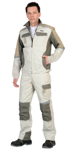 Костюм СИРИУС-КАСПИЙ куртка, п/к, молочный с оливой, песочным и СОП