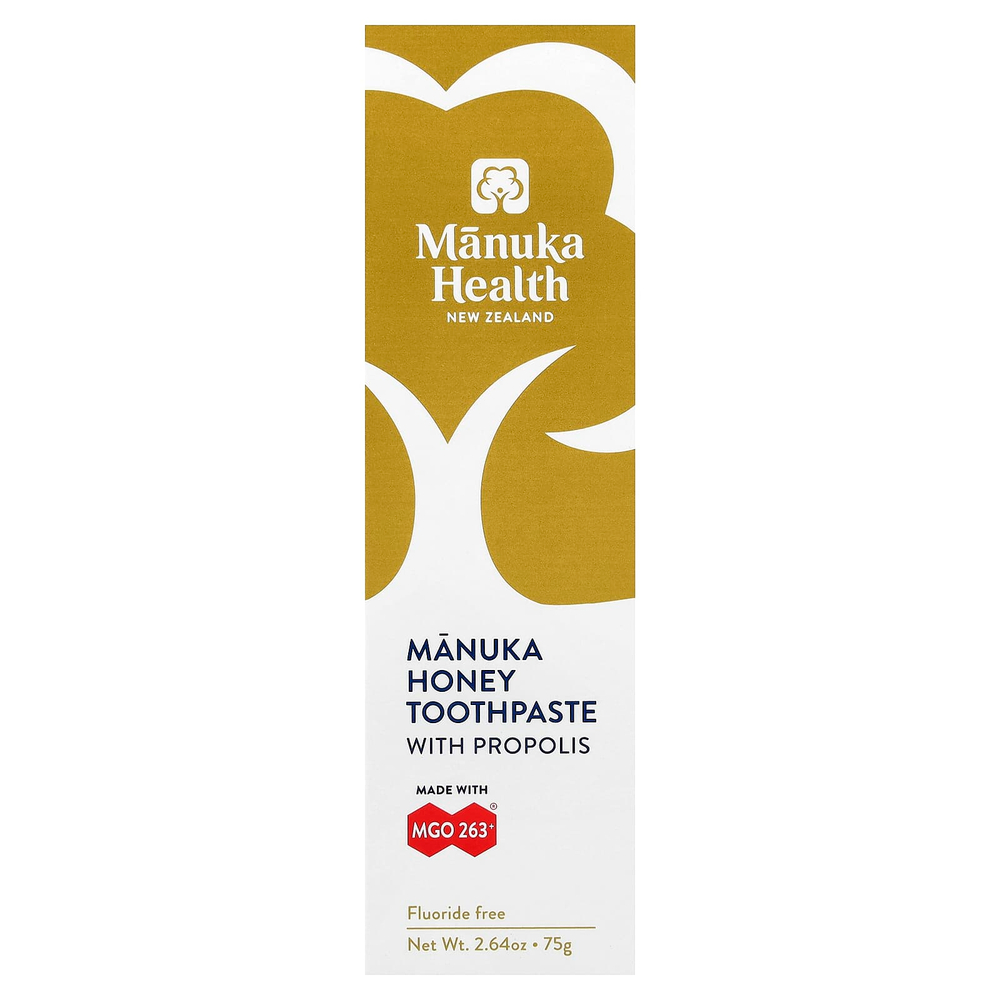 Manuka Health, Зубная паста Manuka Honey без фторидов и прополиса, 75 г (2,64 унции)