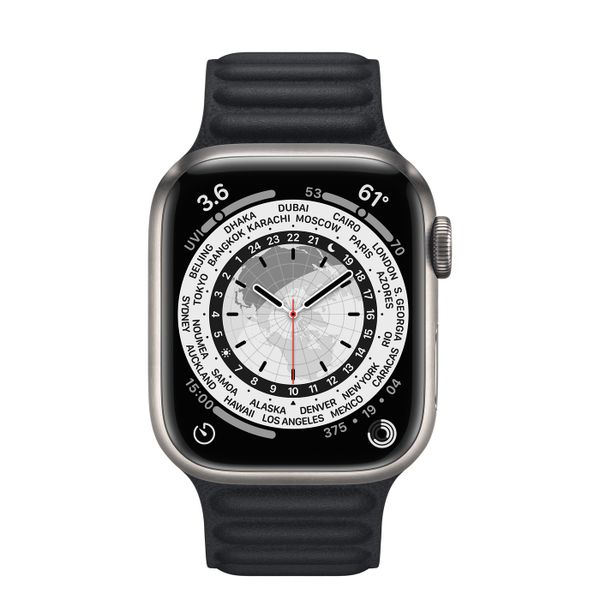 Умные часы Apple Watch Series 7 GPS + Cellular 45mm Titanium Case with Midnight Leather Link