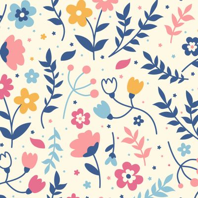 Травы, и полевые цветы. Винтаж. Кремовая ретро палитра