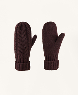 Oysho Варежки с аранским узором, темно-виный