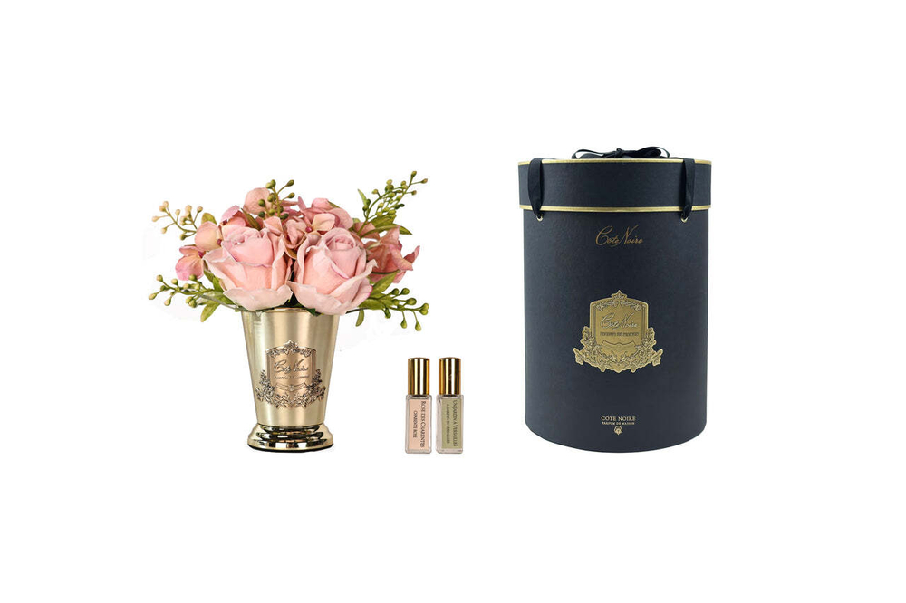 Букет ароматический Cote Noire Summer Posy in Cherry Pink Gold Vase