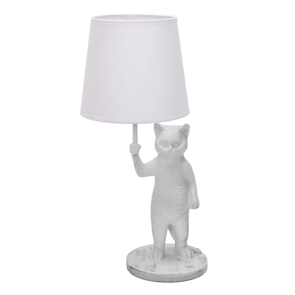 UML-B465 E14 WHITE Светильник настольный декоративный Кот. под лампу Е14. 40W. Механический выключатель. Белый. ТМ Uniel
