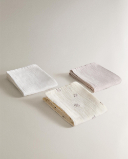Zara Home Муслиновые салфетки из хлопка, кремовый, 55x55 см (3 шт.)