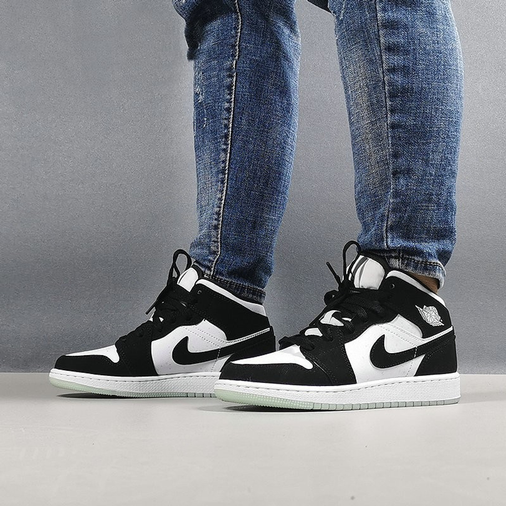 Jordan 1 Mid White Black Teal Tint GS