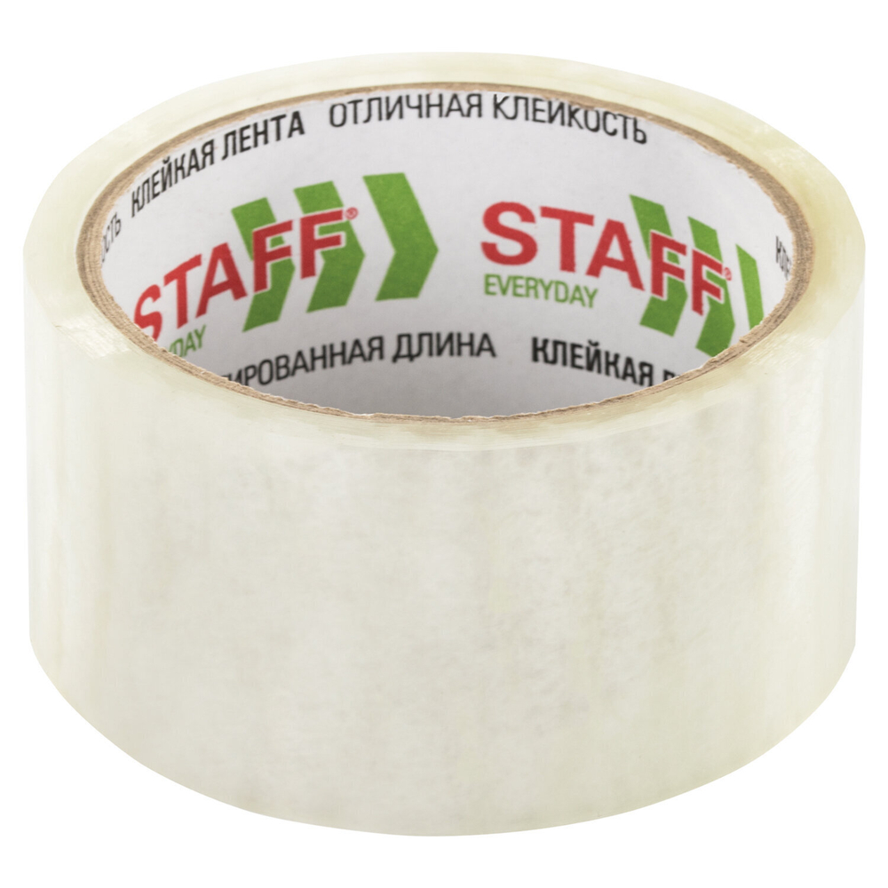 Клейкая лента упаковочная 48 мм x 40 м прозрачная толщина 40 микрон STAFF (18 штук в упаковке)