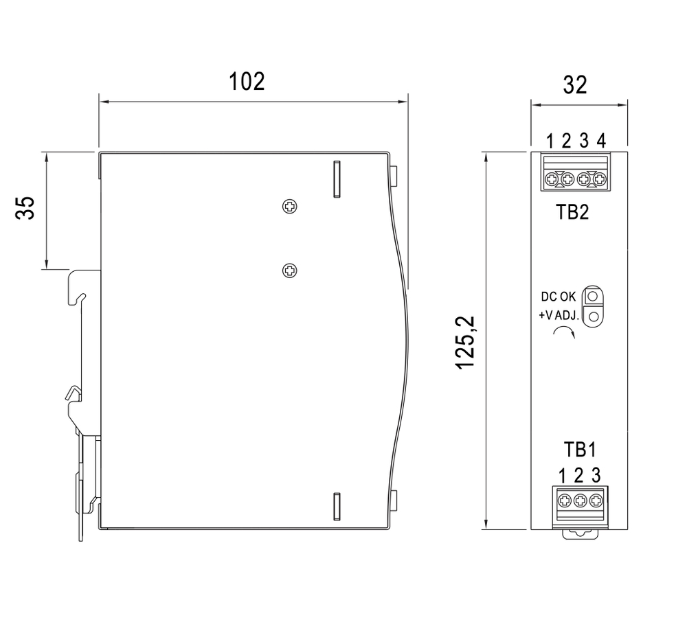 Источник питания NDR-75-12, на выходе 12 В DC, 6.2 А, 75 Вт. Входное  85-264 В AC (120-370 В DC)