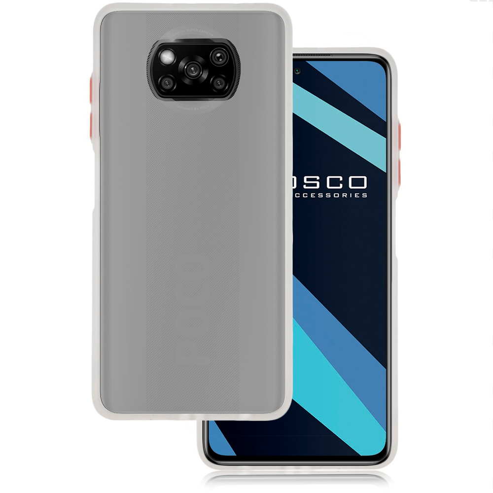 Чехол ROSCO для Poco X3 NFC;Poco X3 Pro оптом (арт. XM-PX3-ST-TPU-WHITE-RED)
