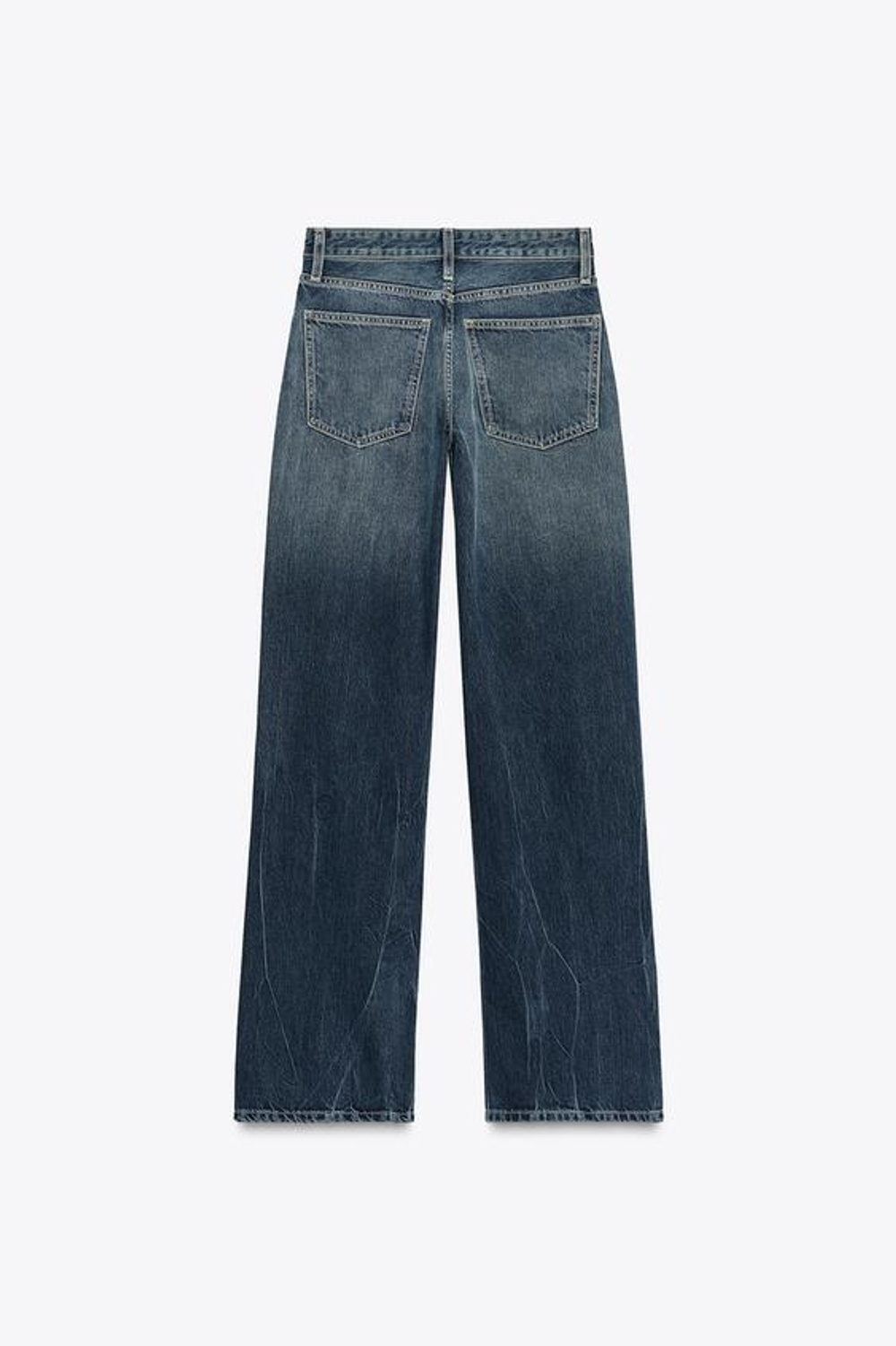 ZARA ДЖИНСЫ TRF С НИЗКОЙ ПОСАДКОЙ И ШИРОКИМИ ШТАНИНАМИ, ТЕМНО-СИНИЙ
