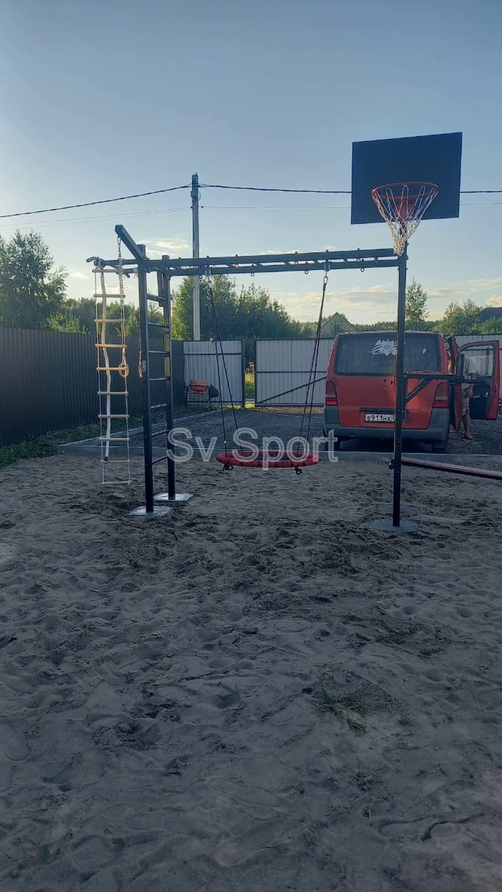 Монтаж уличной шведской стенки Sv Sport Рукоход (4 вертикальных столба)