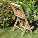 Подставка для цветов и декора напольная 2 полки из массива сосны Флорэль, деревянная этажерка для цветов на подоконник в стиле рустик, бежевая