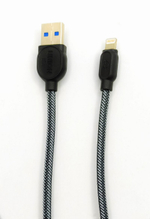 Кабель USB - Lightning Union K3 тканевая оплетка (серый) 1м без упаковки