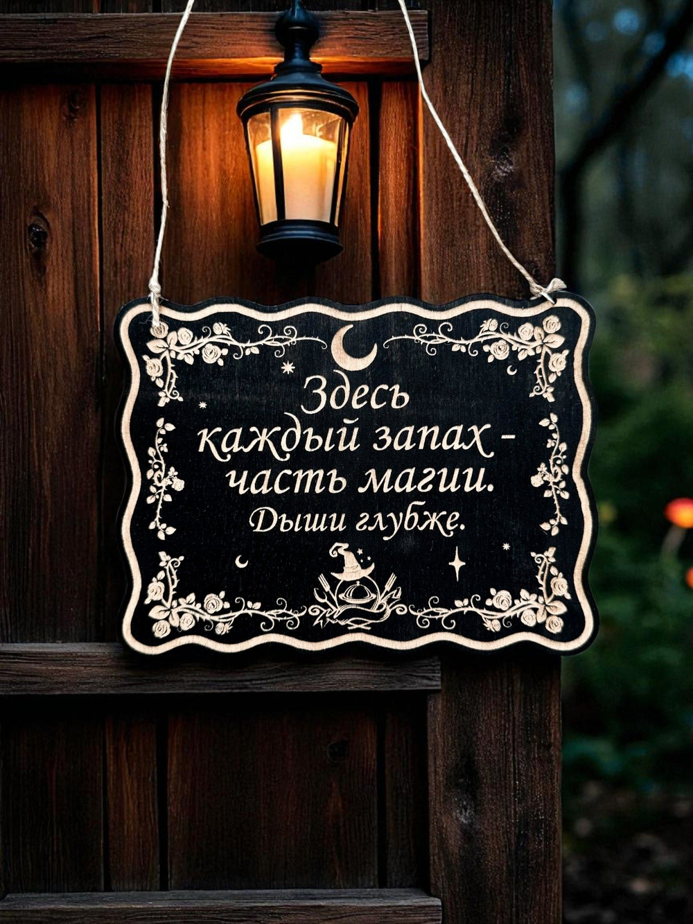 Табличка «Запах часть магии» — Деревянный ведьмин декор