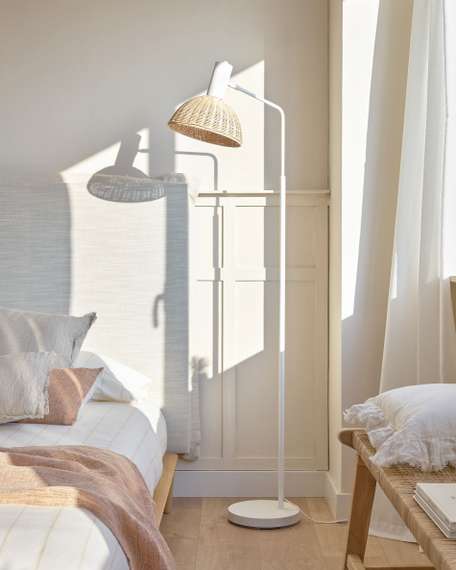 Торшер Damila 165 см, ротанг, черный каркас