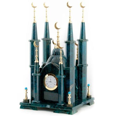 Часы "Мечеть" малая камень змеевик R113537?