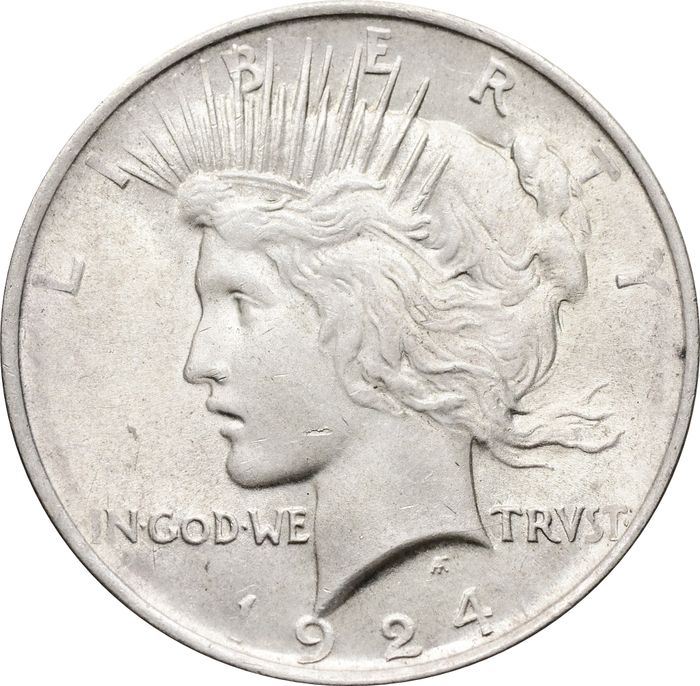 1 доллар (dollar) 1924 США Peace Dollar (Мирный доллар)