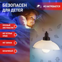 Ночник - светильник светодиодный ЭРА NLED-487-1W-SW-W настенный на батарейках с выключателем белый | Ночники