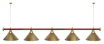 Лампа STARTBILLIARDS 5 пл. (плафоны зеленые,штанга зеленая,фурнитура золото)