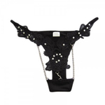 Стринги с ажурными деталями и стразами (черные)
