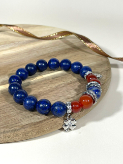 Браслет для Рака, лазурит и сердолик