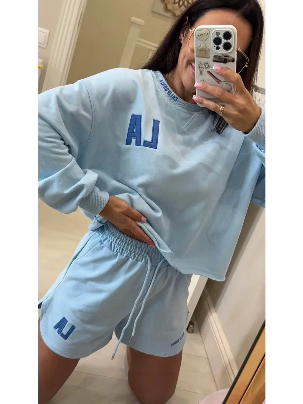 Спортивный костюм женский двойка свитшот с шортами LA