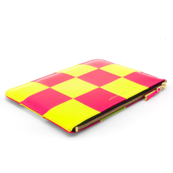 COMME DES GARÇONS WALLET КЛАТЧ FLUO SQUARES ЖЕЛТО-РОЗОВЫЙ