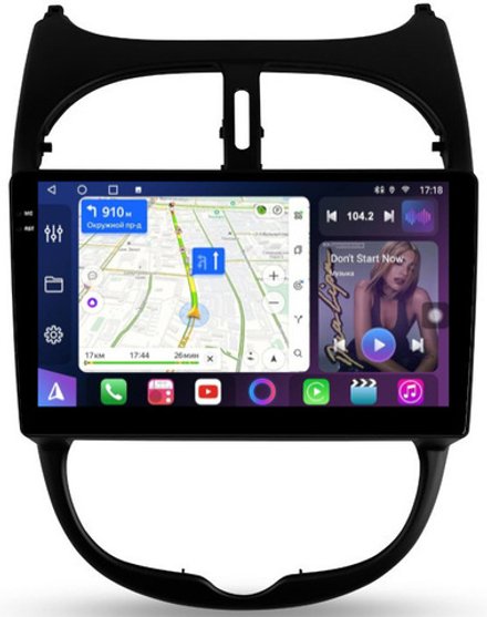 Магнитола для Peugeot 206 1998-2012 - FarCar BM778M монитор 9.5" QLED на Android 14, TS10, 4+32Гб, CarPlay, 4G SIM-слот