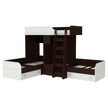 Кровать-чердак КарИВи Трио Венге Белое Дерево