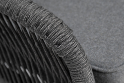 "Канны" диван модульный плетеный из роупа, каркас алюминий темно-серый (RAL7024), роуп темно-серый круглый, ткань темно-серая