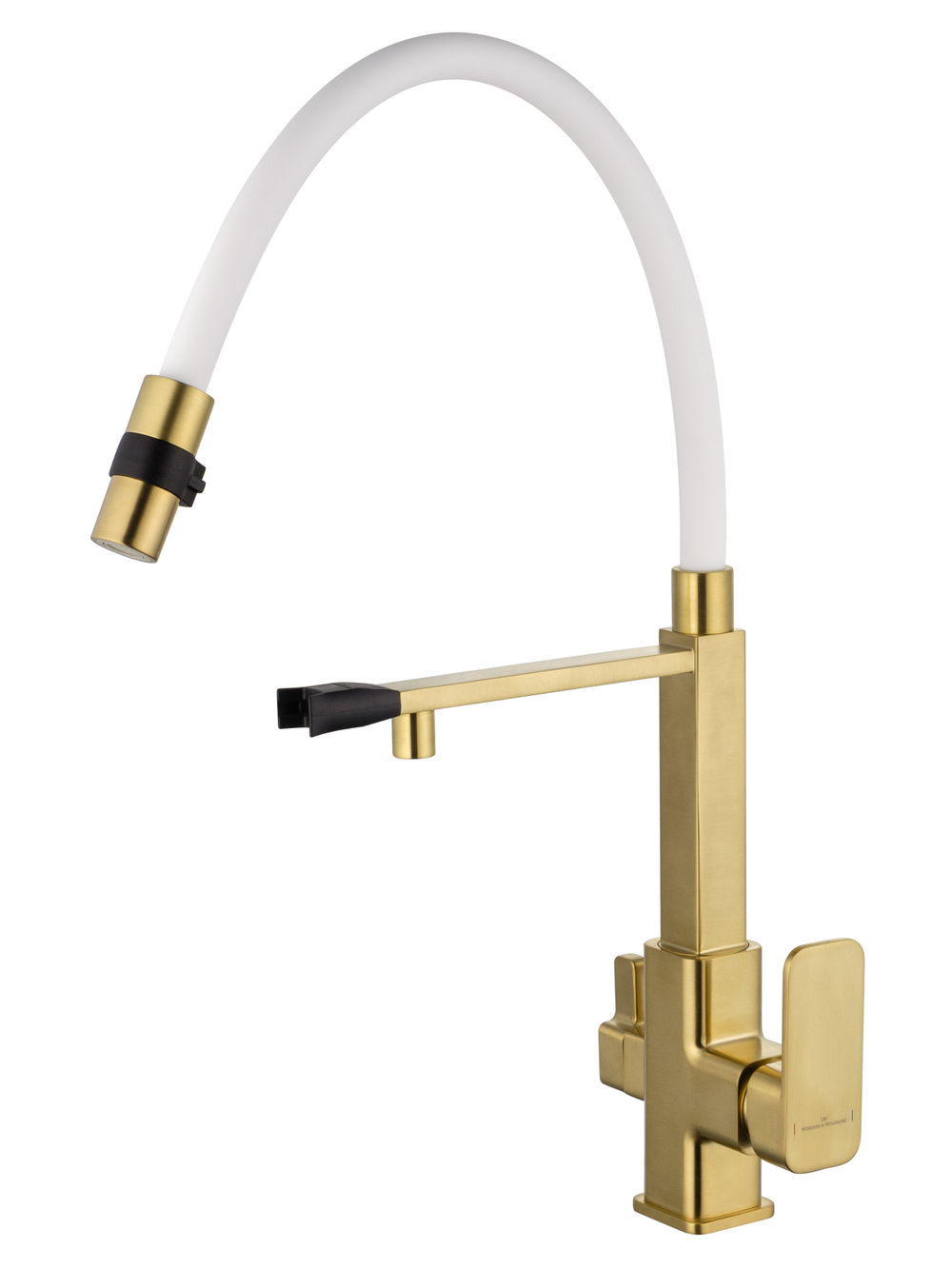 Смеситель для кухни с гибким изливом и подключением фильтра WONZON & WOGHAND, Брашированное золото (WW-88458012-BG（MW))