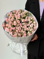 Букет моно из кустовых роз 25 шт в нежно-розовом оттенке