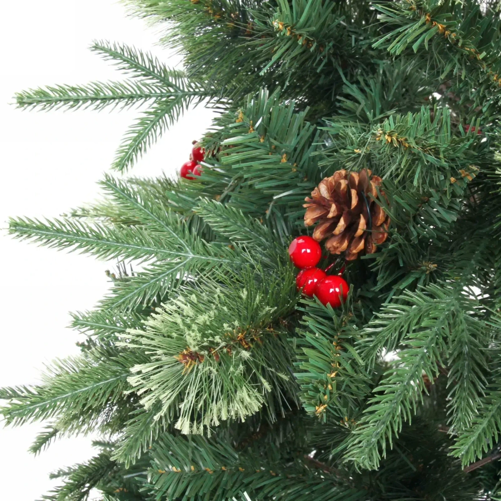 Ёлка «Царевна Зима» 180 см, ПВХ+Леска+Резина, шишки и ягоды (647 веток)