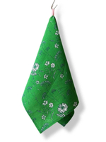 Полотенце "Зонтики», зеленый фон, полулён, размер 40х70 см