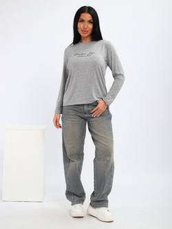 Лонгслив серый меланж