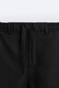 ZARA ШОРТЫ ИЗ 100% ЛЬНА, ЧЕРНЫЙ