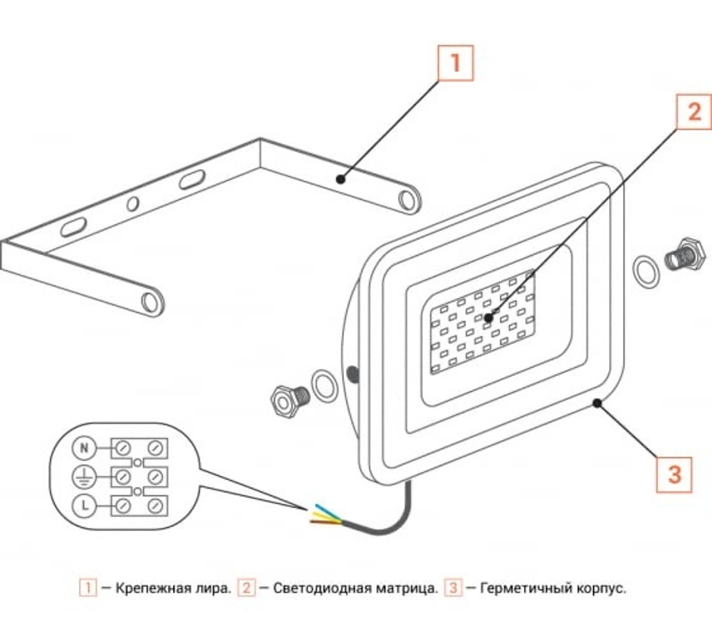 Прожектор LED 200Вт 5700K 18000лм IP65 WOLTA WFL-200W/06