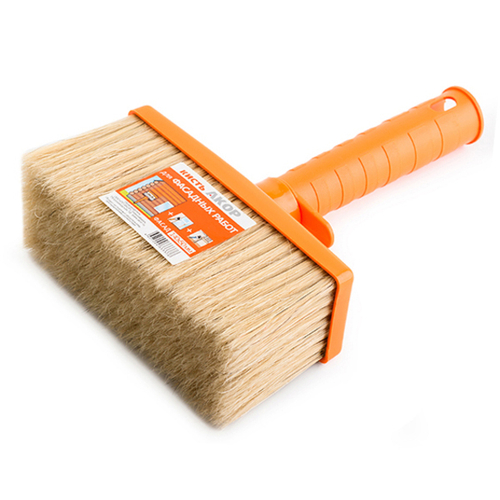 Кисть "Фасад" 140*50мм (без изгибателя) АКОР (св.нат.щет., оранжевая рукоятка) арт.333-376