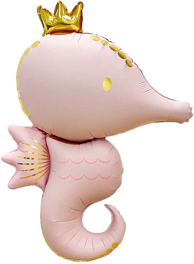 Шар (42''/107 см) Фигура, Морской конек, Светло-розовый, Сатин, 1 шт. (БГ-30)