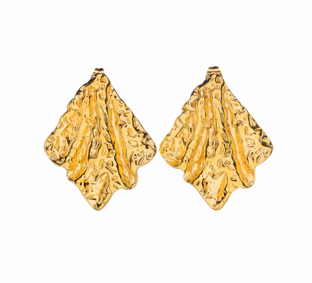Серьги Courage Waterproof ромбы с эффектом мятого металла DNSK26.1-3W2501005 (золотистый)
