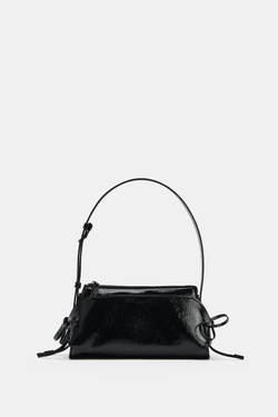 ZARA СУМКА С БАНТАМИ НА ПЛЕЧО, ЧЕРНЫЙ