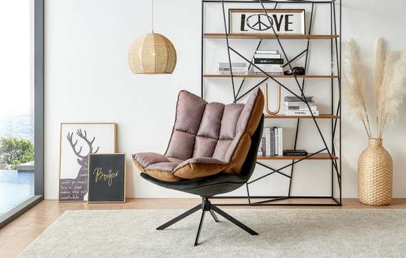 Кресло Hush Small с двусторонней подушкой, коричневое/серое