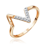 Кольцо «Монограмма» из красного золота с фианитами