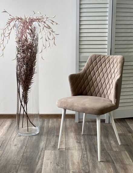 Стул HERMAN 360 град. ЛАТТЕ #25, велюр / белый каркас М-City